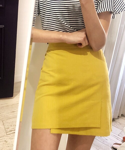 DHOLIC（ディーホリック）の「アンバランスコットンミニスカート（スカート・レディース・ホワイト/オレンジ/その他/イエロー/ベージュ・FREE）」の3枚目の写真