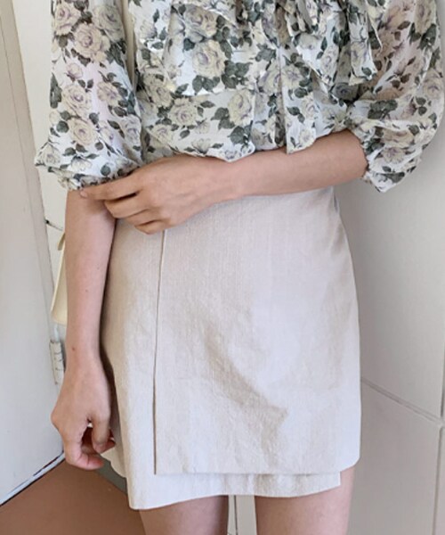 DHOLIC（ディーホリック）の「アンバランスコットンミニスカート（スカート・レディース・ホワイト/オレンジ/その他/イエロー/ベージュ・FREE）」の2枚目の写真
