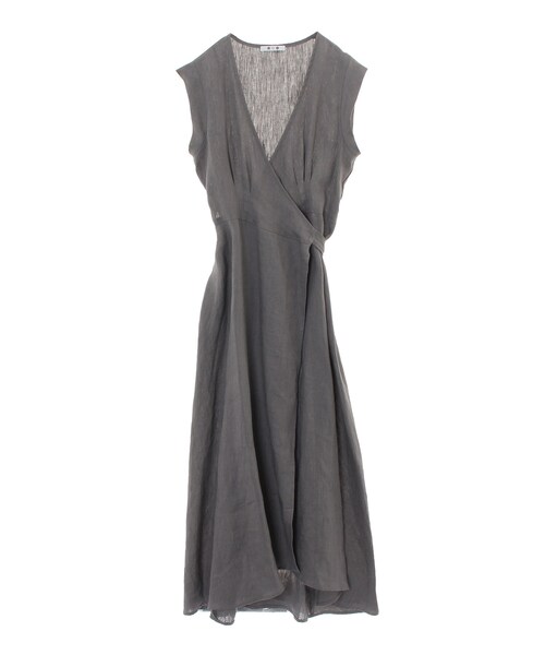Three Dots スリードッツ の クラシックリネン ラップドレス ワンピース Wear