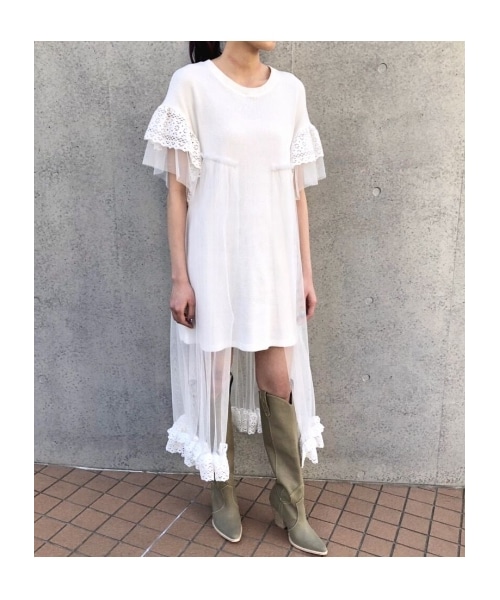 lilLilly チュールレイヤードミニドレス