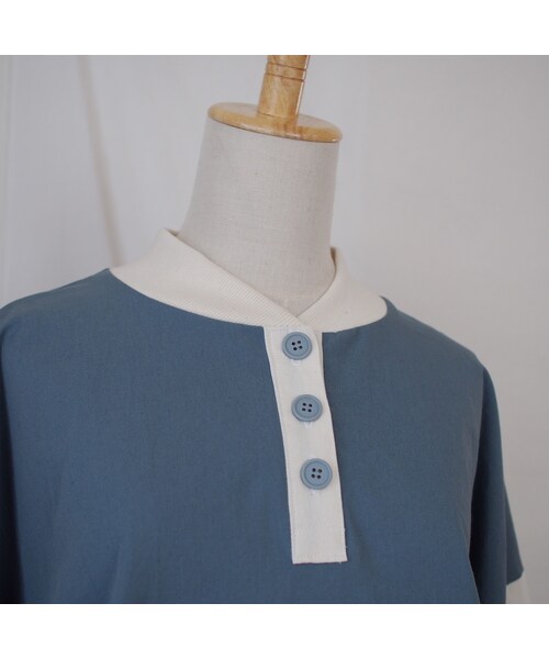 Handmade（ハンドメイド）の「コットンプルオーバー （スモーキーブルー）（シャツ/ブラウス・レディース・その他）」の7枚目の写真