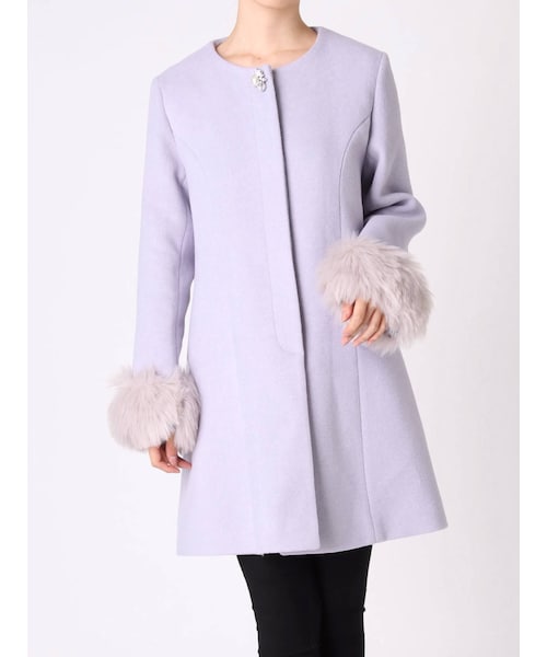 dazzlin（ダズリン）の「【sw】ノーカラーガーリーコート（その他アウター・ブルー/アイボリー・S/M）」の4枚目の写真