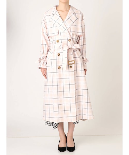 93 トリコ コムデギャルソン トレンチコート バイカラー チェック MERCURYDUO（マーキュリーデュオ）の「チェック×カラーブロッキング