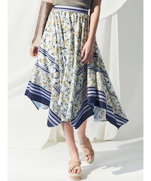 新品　マーキュリーデュオ　イレヘム　ロングスカート　イエロー　フレアスカート MERCURYDUO グレンチェックイレヘムロングスカート イエロー