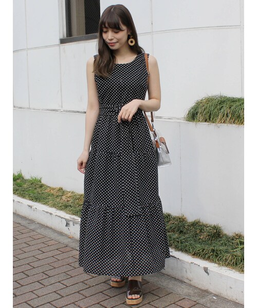 MERCURYDUO（マーキュリーデュオ）の「ドット柄ティアードマキシ