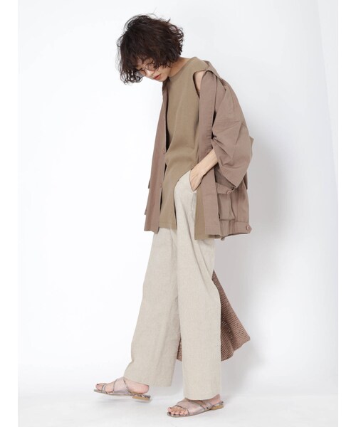 Ungrid(アングリッド)の「ストレッチタックワイドパンツ(パンツ・キャメル/ベージュ・M/S)」の8枚目の写真