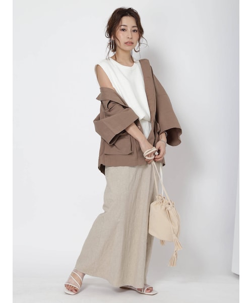 Ungrid（アングリッド）の「ストレッチスリットマキシスカート（スカート・キャメル/ベージュ・M/S）」の6枚目の写真