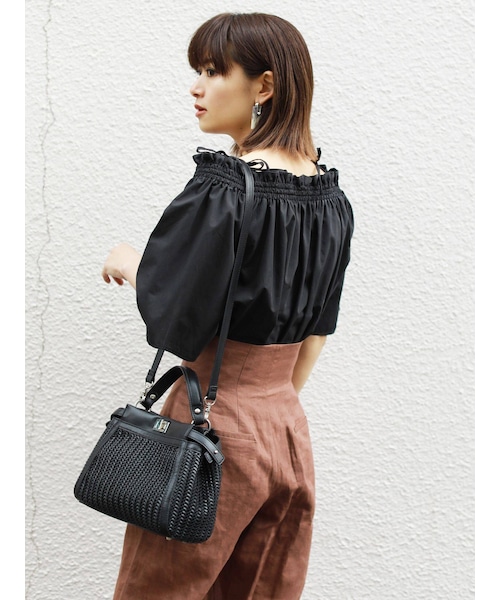 EMODA（エモダ）の「ロングウエストワイドパンツ（パンツ・キャメル/ブラック・S/M）」の9枚目の写真