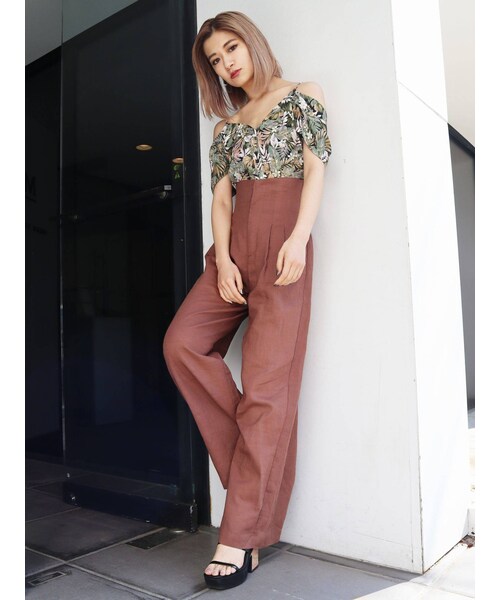 EMODA（エモダ）の「ロングウエストワイドパンツ（パンツ・キャメル/ブラック・S/M）」の10枚目の写真