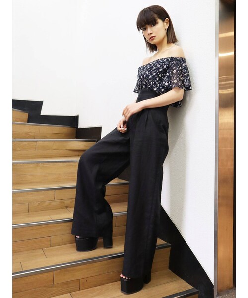 EMODA（エモダ）の「ロングウエストワイドパンツ（パンツ・キャメル/ブラック・S/M）」の12枚目の写真