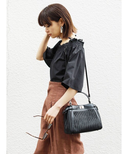 EMODA（エモダ）の「ロングウエストワイドパンツ（パンツ・キャメル/ブラック・S/M）」の8枚目の写真