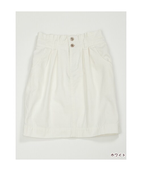 w closet(ダブルクローゼット)の「7ozスラブ入りホワイトデニムタック入りコクーンスカート(パンツ・レディース・ホワイト・FREE)」の2枚目の写真