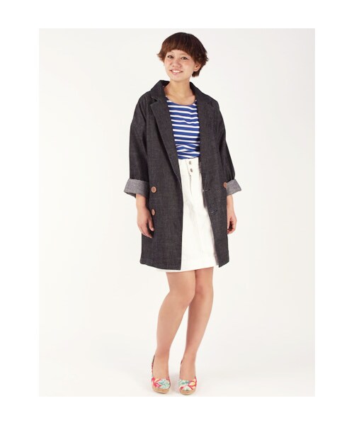 w closet(ダブルクローゼット)の「7ozスラブ入りホワイトデニムタック入りコクーンスカート(パンツ・レディース・ホワイト・FREE)」の9枚目の写真