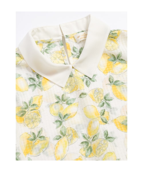 w closet（ダブルクローゼット）の「レモン柄ぺプラムプルオーバー（トップス・レディース・オフホワイト/ネイビー・FREE）」の6枚目の写真