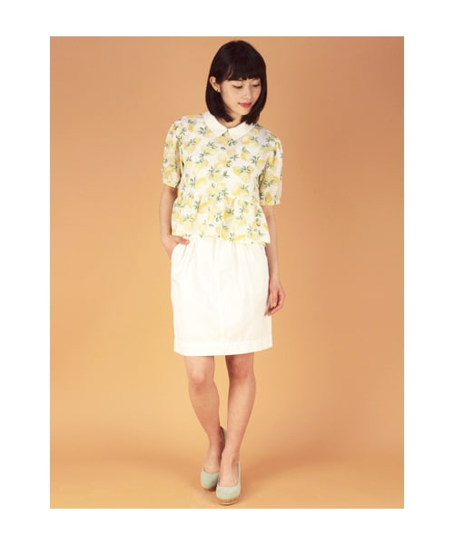 w closet（ダブルクローゼット）の「レモン柄ぺプラムプルオーバー（トップス・レディース・オフホワイト/ネイビー・FREE）」の10枚目の写真