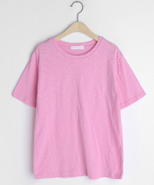 DHOLIC(ディーホリック)の「コットンハーフスリーブTシャツ(Tシャツ/カットソー・レディース・ホワイト/ブラック/ピンク/ブルー/イエロー・FREE)」の5枚目の写真