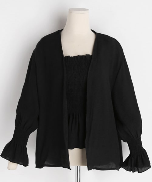 DHOLIC（ディーホリック）の「シャーリングアンサンブル（アンサンブル・レディース・ホワイト/ブラック・FREE）」の2枚目の写真