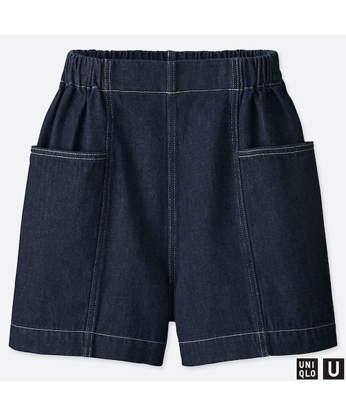 UNIQLO（ユニクロ）の「デニムイージーショーツ（その他パンツ・レディース・YELLOW 47/BLACK 09/OFF WHITE 01/PURPLE 74/BLUE 68・M/L/S/XXL/XL）」の4枚目の写真