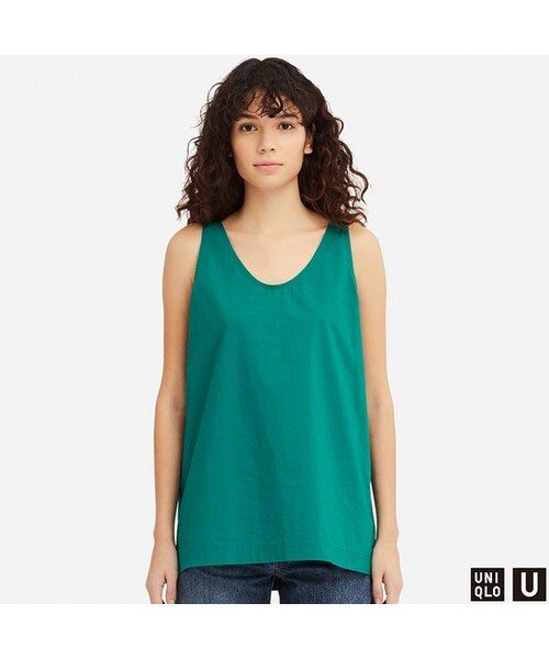 UNIQLO（ユニクロ）の「タンクブラウス（シャツ/ブラウス・レディース・BLACK 09/GREEN 55/OFF WHITE 01/YELLOW 47・XL/M/XXL/L/S）」の3枚目の写真