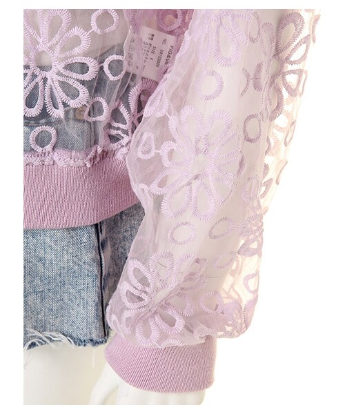 FIG&VIPER（フィグアンドバイパー）の「刺繍チュールカーデ(04103005)（トップス・レディース・ブラック/パープル/ホワイト・FREE）」の7枚目の写真