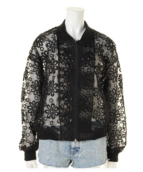 FIG&VIPER（フィグアンドバイパー）の「刺繍チュールカーデ(04103005)（トップス・レディース・ブラック/パープル/ホワイト・FREE）」の2枚目の写真