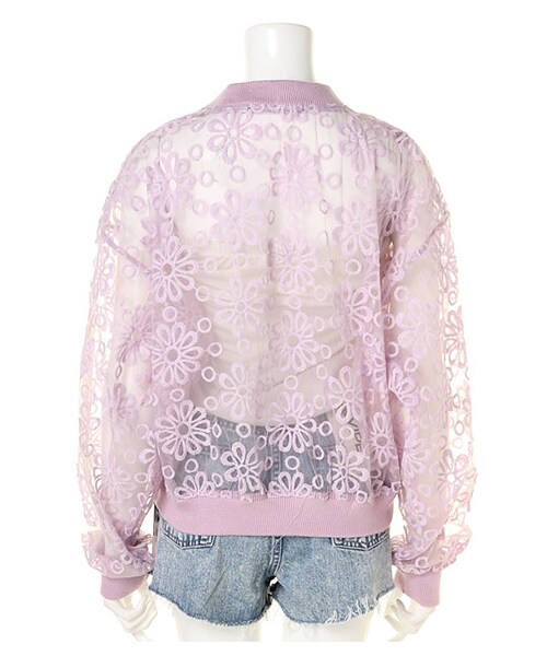 FIG&VIPER（フィグアンドバイパー）の「刺繍チュールカーデ(04103005)（トップス・レディース・ブラック/パープル/ホワイト・FREE）」の4枚目の写真