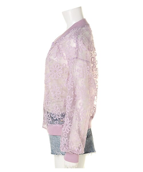 FIG&VIPER（フィグアンドバイパー）の「刺繍チュールカーデ(04103005)（トップス・レディース・ブラック/パープル/ホワイト・FREE）」の5枚目の写真