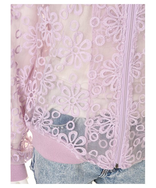 FIG&VIPER（フィグアンドバイパー）の「刺繍チュールカーデ(04103005)（トップス・レディース・ブラック/パープル/ホワイト・FREE）」の8枚目の写真