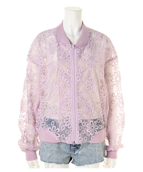 FIG&VIPER（フィグアンドバイパー）の「刺繍チュールカーデ(04103005)（トップス・レディース・ブラック/パープル/ホワイト・FREE）」の9枚目の写真