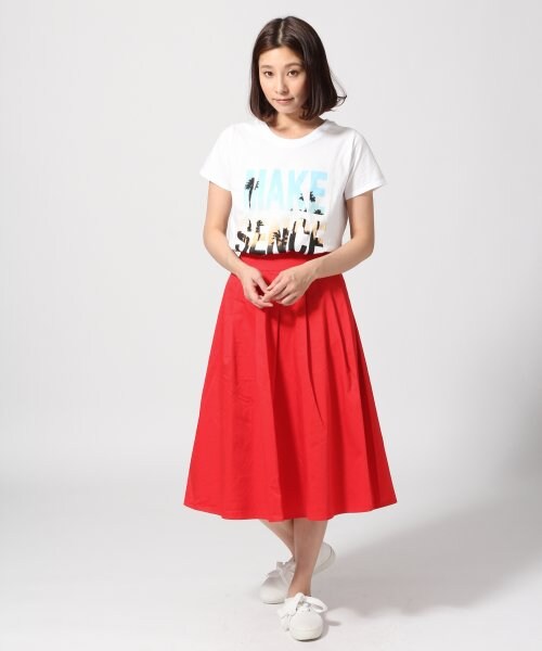 LEPSIM（レプシィム）の「コットンサテンミディロングスカート（スカート・レディース・オフ/レッド/ブルー/ネイビー・Ｍ/Ｌ）」の8枚目の写真