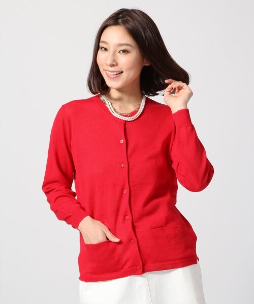 LEPSIM(レプシィム)の「12GラミーコットンクルーカーディガンLS(トップス・レディース・オフ/ブラック/レッド/イエロー/グリーン/ブルー・M/L)」の6枚目の写真