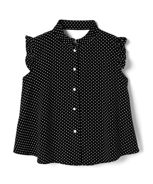 GRL（グレイル）の「スタンドカラードットバックオープンブラウス（シャツ/ブラウス・レディース・オフホワイト/ブラック・Ｍ）」の2枚目の写真