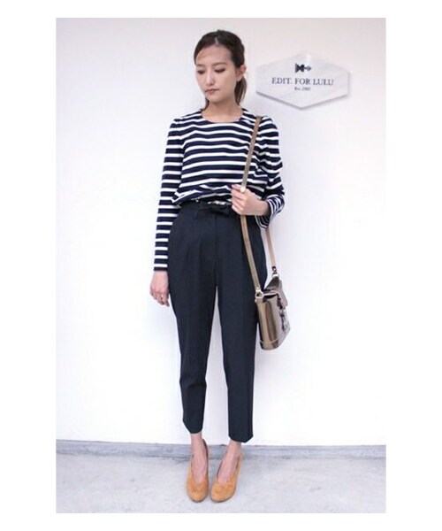 EDIT. FOR LULU(エディットフォールル)の「◆ギャバストレッチウエストリボンツキパンツ(パンツ・レディース・ブラック・34/36/38)」の1枚目の写真