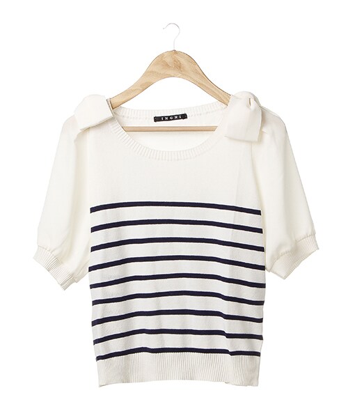 INGNI（イング）の「肩リボン／ニット7分袖（トップス・レディース・ｱｲﾎﾞﾘｰ/ｲｴﾛｰ/ｺﾝ/ｵﾌﾎﾜｲﾄ・M）」の13枚目の写真