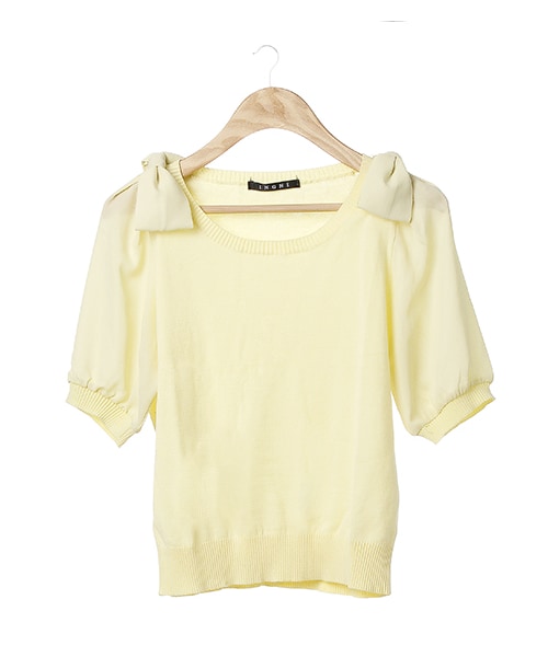INGNI（イング）の「肩リボン／ニット7分袖（トップス・レディース・ｱｲﾎﾞﾘｰ/ｲｴﾛｰ/ｺﾝ/ｵﾌﾎﾜｲﾄ・M）」の12枚目の写真