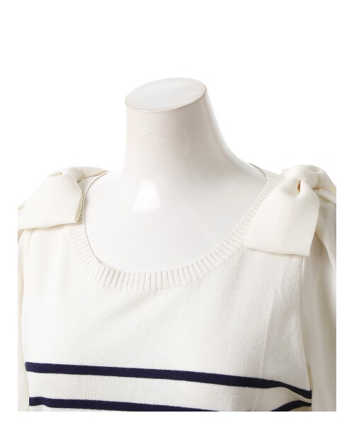 INGNI（イング）の「肩リボン／ニット7分袖（トップス・レディース・ｱｲﾎﾞﾘｰ/ｲｴﾛｰ/ｺﾝ/ｵﾌﾎﾜｲﾄ・M）」の4枚目の写真