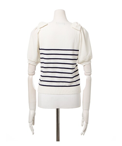 INGNI（イング）の「肩リボン／ニット7分袖（トップス・レディース・ｱｲﾎﾞﾘｰ/ｲｴﾛｰ/ｺﾝ/ｵﾌﾎﾜｲﾄ・M）」の3枚目の写真