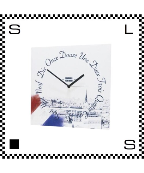 No Brand ノーブランド の French フレンチ W30 D2 H30cm フランス語 トリコロール ウォールクロック 壁掛け時計 スイープクオーツ使用 日本製 掛け時計 Wear