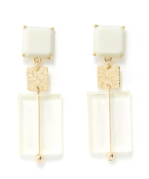 GRL(グレイル)の「3連スクエアデザインピアス(ピアス(両耳用)・レディース・ホワイト/ブラック・F/F)」の1枚目の写真