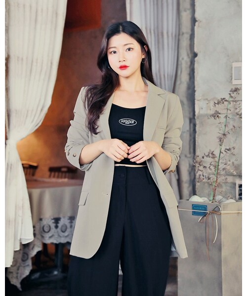 HOTPING(ホッピン)の「シングルボタンジャケット(その他アウター・レディース・Other/Beige/Black・フリーサイズ/L-XL)」の1枚目の写真