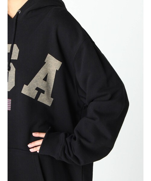 FLOVE（フローブ）の「USAビックロゴフーディー（Tシャツ/カットソー・ブラック・F）」の9枚目の写真