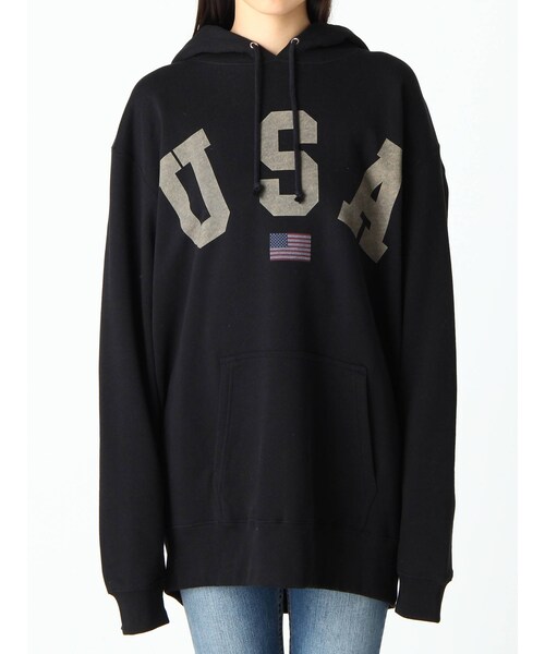 FLOVE（フローブ）の「USAビックロゴフーディー（Tシャツ/カットソー・ブラック・F）」の5枚目の写真