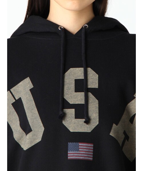 FLOVE（フローブ）の「USAビックロゴフーディー（Tシャツ/カットソー・ブラック・F）」の8枚目の写真