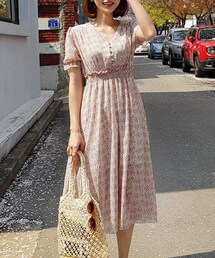 DHOLIC | 小花柄Vネックロングワンピース(ワンピース)