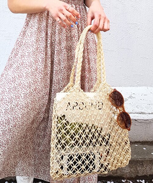 DHOLIC(ディーホリック)の「ラタンネットバッグ(ハンドバッグ・レディース・ベージュ/ブラウン・FREE)」の1枚目の写真