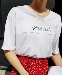 DHOLIC | レタリングUネックTシャツ(Tシャツ/カットソー)