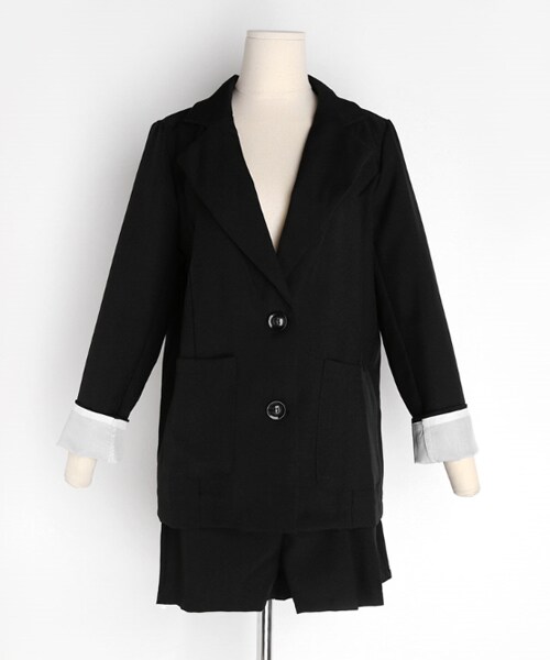 DHOLIC（ディーホリック）の「リネン混ジャケット&タックショートパンツSET（その他アウター・レディース・ブラウン/その他/ブラック・FREE）」の2枚目の写真