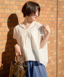 shop DADA | ★ｺｯﾄﾝ100％★ｴﾝﾌﾞﾛｲﾀﾞﾘｰ襟付きｼｬﾂ（9S13-1912501）(シャツ/ブラウス)