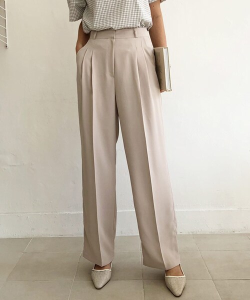 DHOLIC（ディーホリック）の「ツータックフルレングスワイドスラックス（スラックス・レディース・ピンク/ベージュ/ブラック・S/M/L）」の3枚目の写真