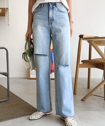 DHOLIC | カットワイドストレートデニムパンツ(デニムパンツ)